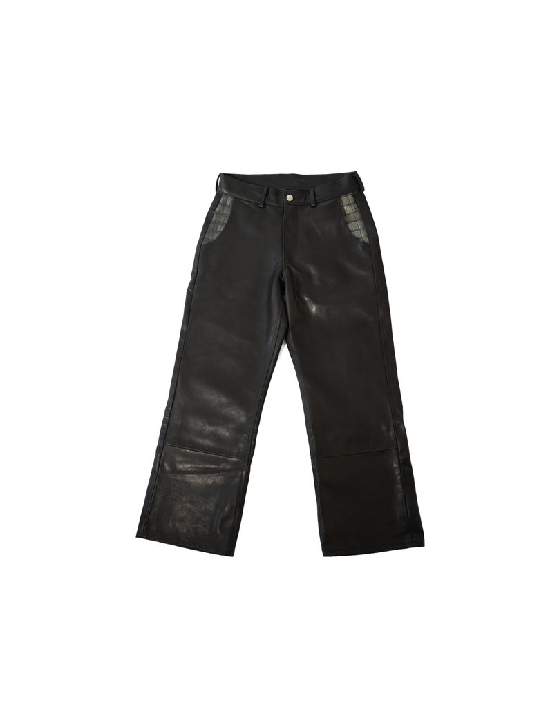 Leather trouser, crocodile pockets